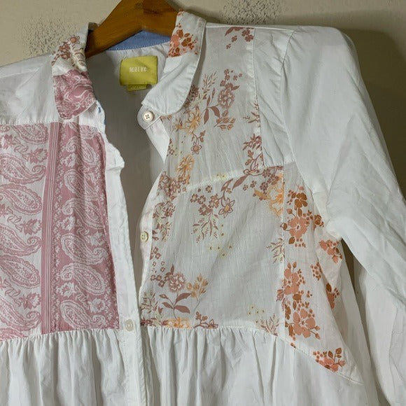 Anthropologie Anthropologie Maeve 100% Cotton Patchwork Paisley Tunic Button Down - Cotton
