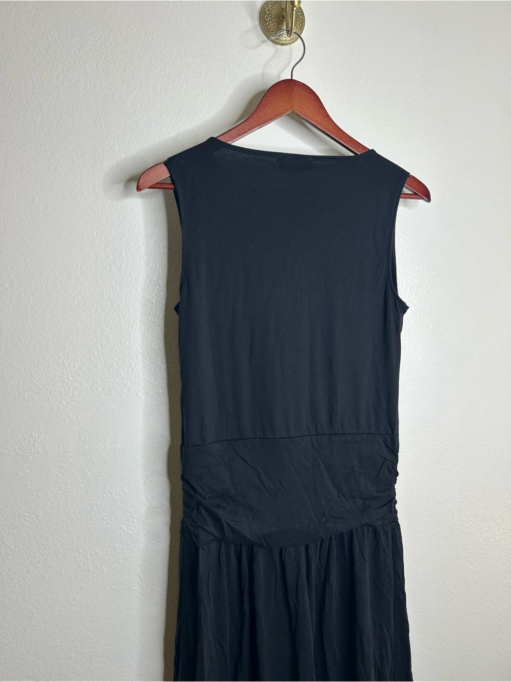 Nation LA 100% Pima Cotton Cleo Midi Dress Drop Waist in Jet Black