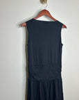 Nation LA 100% Pima Cotton Cleo Midi Dress Drop Waist in Jet Black
