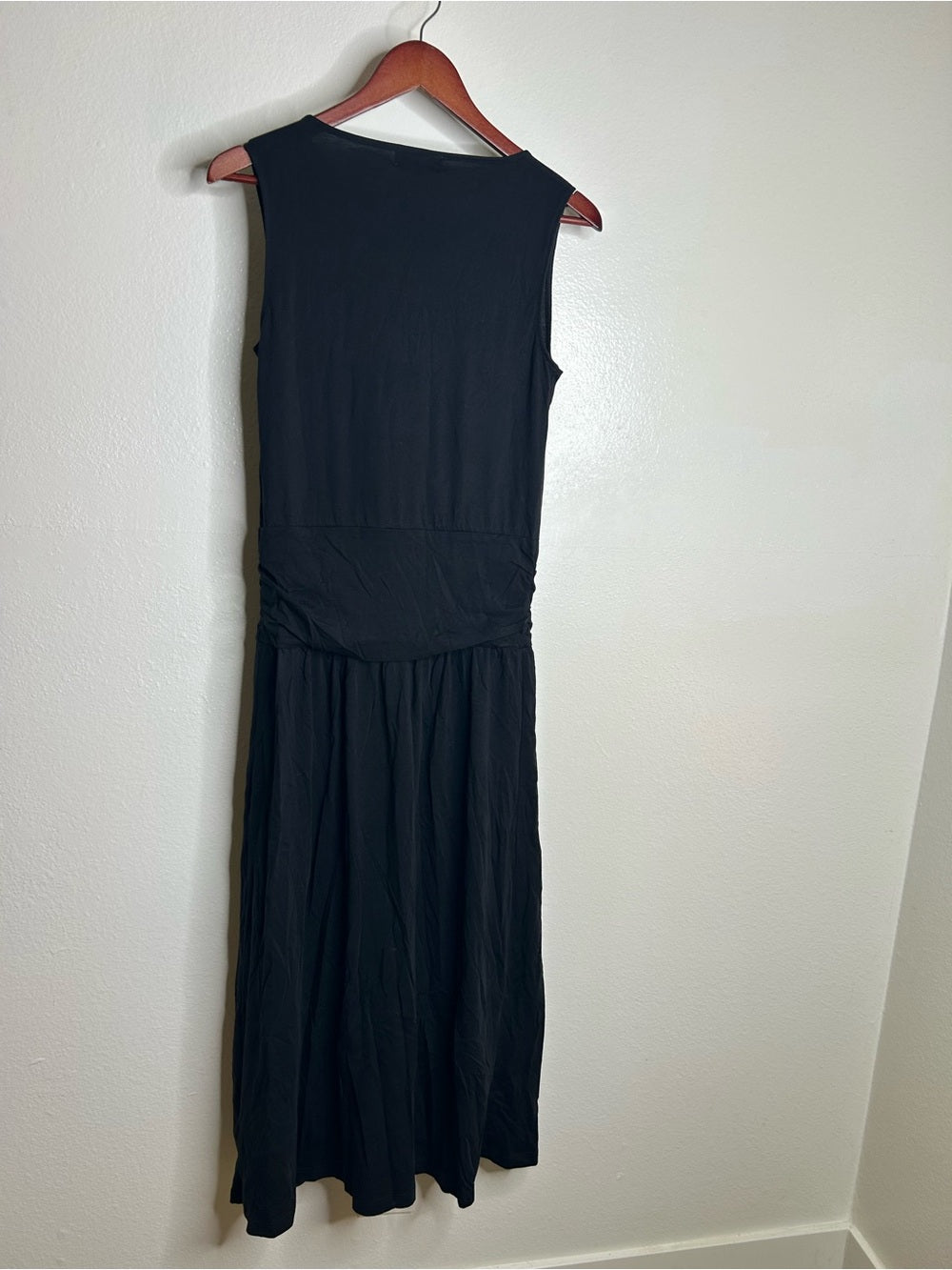 Nation LA 100% Pima Cotton Cleo Midi Dress Drop Waist in Jet Black