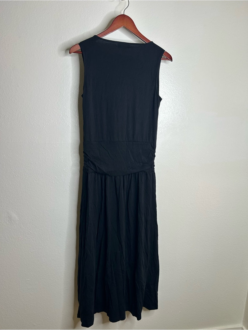 Nation LA 100% Pima Cotton Cleo Midi Dress Drop Waist in Jet Black