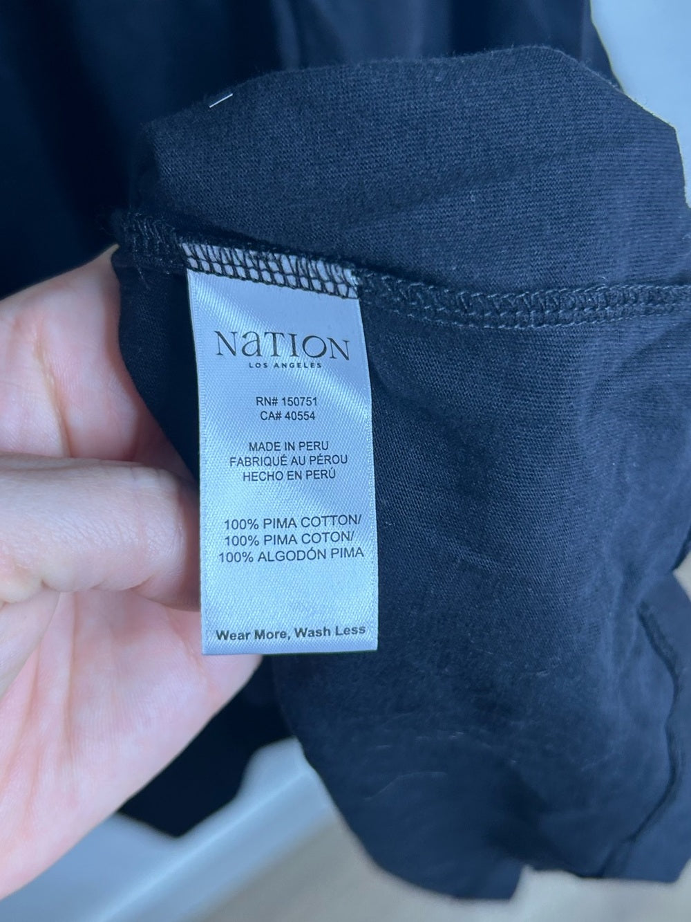 Nation LA 100% Pima Cotton Cleo Midi Dress Drop Waist in Jet Black