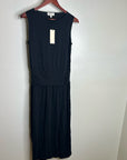 Nation LA 100% Pima Cotton Cleo Midi Dress Drop Waist in Jet Black