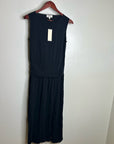 Nation LA 100% Pima Cotton Cleo Midi Dress Drop Waist in Jet Black