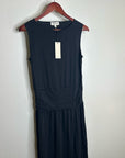Nation LA 100% Pima Cotton Cleo Midi Dress Drop Waist in Jet Black