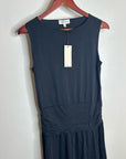 Nation LA 100% Pima Cotton Cleo Midi Dress Drop Waist in Jet Black