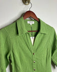Nation LA 100% Cotton Green Gold Button Down Collared Short Sleeve Top