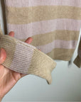 Autumn Cashmere 100% Cashmere Striped Pink Pullover Sweater