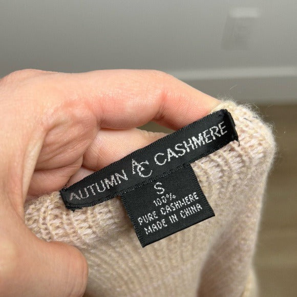 Autumn Cashmere 100% Cashmere Striped Pink Pullover Sweater