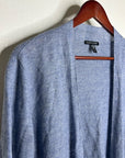 Eileen Fisher 100% Organic Linen Knit Textured Blue Open Cardigan Sweater