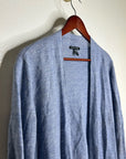 Eileen Fisher 100% Organic Linen Knit Textured Blue Open Cardigan Sweater