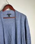 Eileen Fisher 100% Organic Linen Knit Textured Blue Open Cardigan Sweater