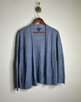 Eileen Fisher 100% Organic Linen Knit Textured Blue Open Cardigan Sweater