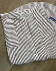 Artisan NY 100% Linen Red Striped Button Down Midi Skirt