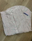 Artisan NY 100% Linen Red Striped Button Down Midi Skirt