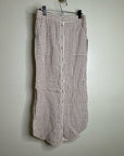 Artisan NY 100% Linen Red Striped Button Down Midi Skirt