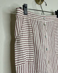 Artisan NY 100% Linen Red Striped Button Down Midi Skirt