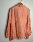 Eileen Fisher Peach Orange 100% Linen Button Down Long Sleeve