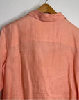 Eileen Fisher Peach Orange 100% Linen Button Down Long Sleeve