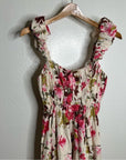 Abercrombie & Fitch Linen Cotton Puff Sleeve Babydoll Ruched Floral