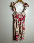 Abercrombie & Fitch Linen Cotton Puff Sleeve Babydoll Ruched Floral