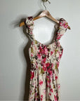 Abercrombie & Fitch Linen Cotton Puff Sleeve Babydoll Ruched Floral