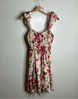 Abercrombie & Fitch Linen Cotton Puff Sleeve Babydoll Ruched Floral
