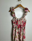 Abercrombie & Fitch Linen Cotton Puff Sleeve Babydoll Ruched Floral