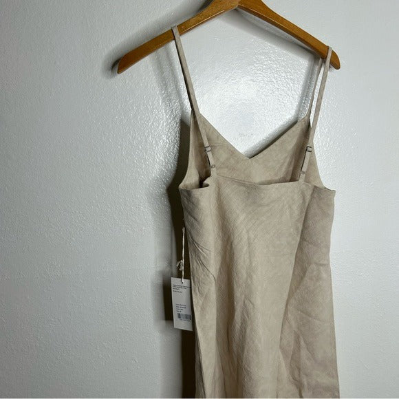 MATE The Label 100% Linen Midi Slip Dress in Natural