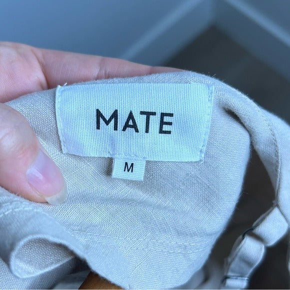 MATE The Label 100% Linen Midi Slip Dress in Natural