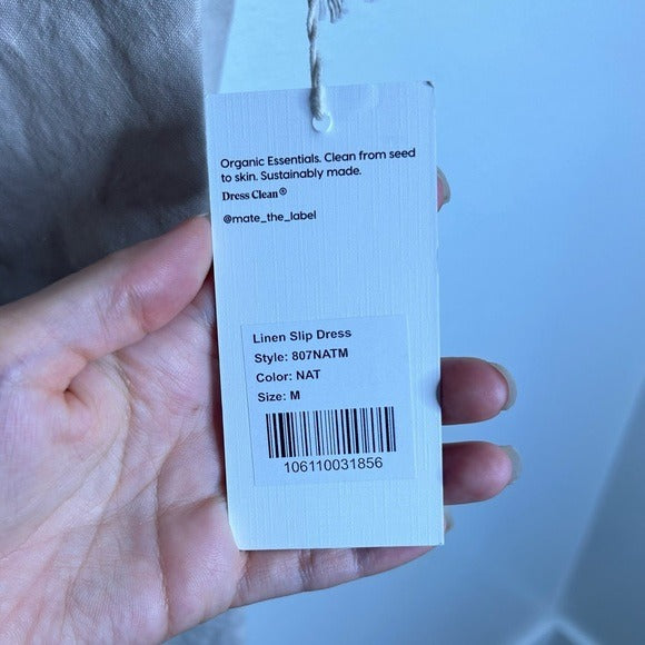 MATE The Label 100% Linen Midi Slip Dress in Natural