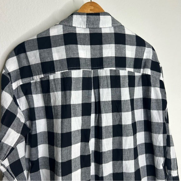 Anthropologie Maeve 100% Cotton Black White Checkered Button Down Shirt