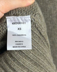 One Grey Day 100% Cashmere Green Textured Puff Sleeve Sweater Green