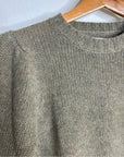 One Grey Day 100% Cashmere Green Textured Puff Sleeve Sweater Green