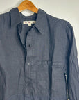 AMO Cotton Linen Panel Black Long Sleeve Button Down Gwen Shirt