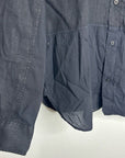 AMO Cotton Linen Panel Black Long Sleeve Button Down Gwen Shirt