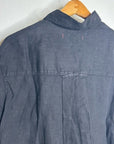AMO Cotton Linen Panel Black Long Sleeve Button Down Gwen Shirt