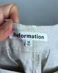 Reformation 100% Linen Alex Trouser Pant In Oatmeal Size 12