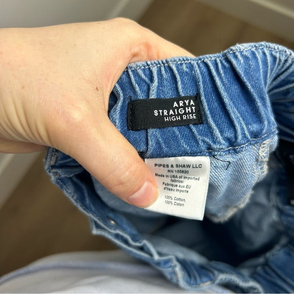 Veronica Beard 100% Cotton Arya Straight High Rise Pull Jean