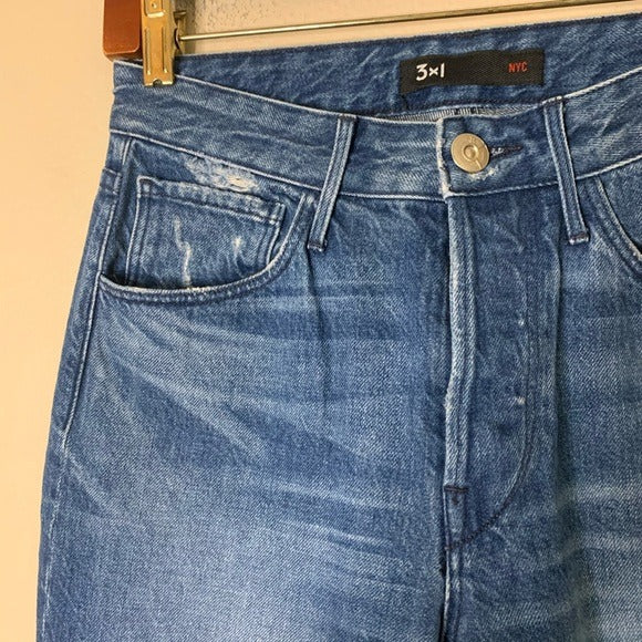 3x1 100% Cotton Two Tone Cropped Flare Jean