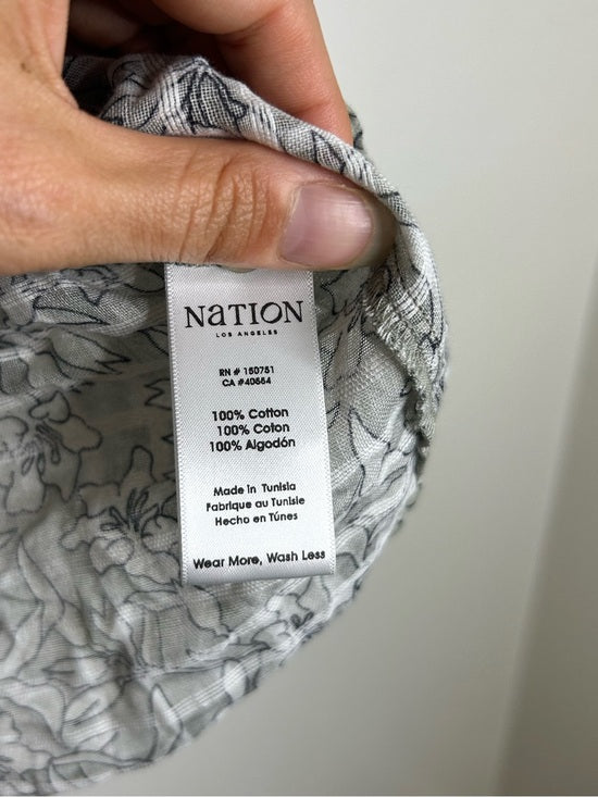 Nation LA 100% Cotton Floral Sage Green Button Down Lightweight Blouse