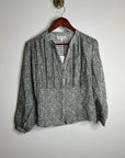 Nation LA 100% Cotton Floral Sage Green Button Down Lightweight Blouse