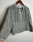 Nation LA 100% Cotton Floral Sage Green Button Down Lightweight Blouse