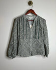 Nation LA 100% Cotton Floral Sage Green Button Down Lightweight Blouse