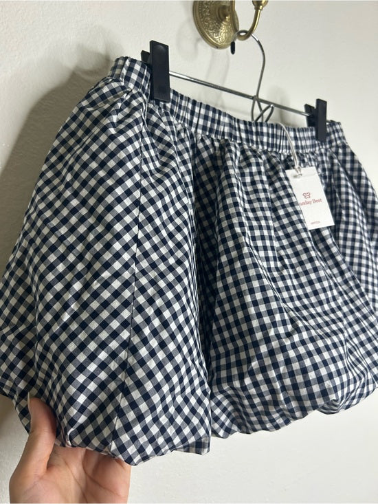 Aritzia Sunday Best 100% Cotton Bubble Hem Gingham Mini Skirt