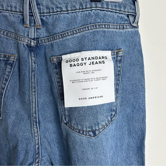 Good American 100% Cotton Good Standard Baggy Straight Leg Slouchy Jean