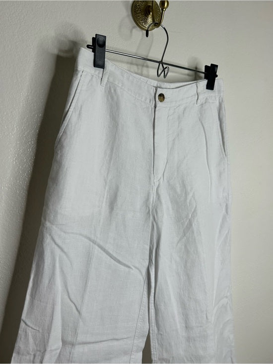 Madewell 100% Linen The Zoey Relaxed Wide Leg Pant in White