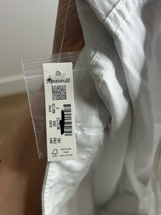 Madewell 100% Linen The Zoey Relaxed Wide Leg Pant in White