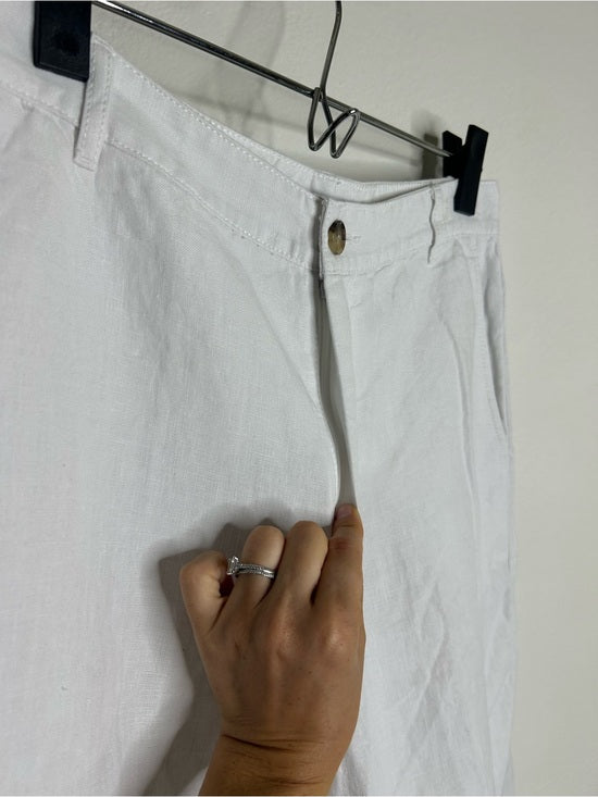 Madewell 100% Linen The Zoey Relaxed Wide Leg Pant in White
