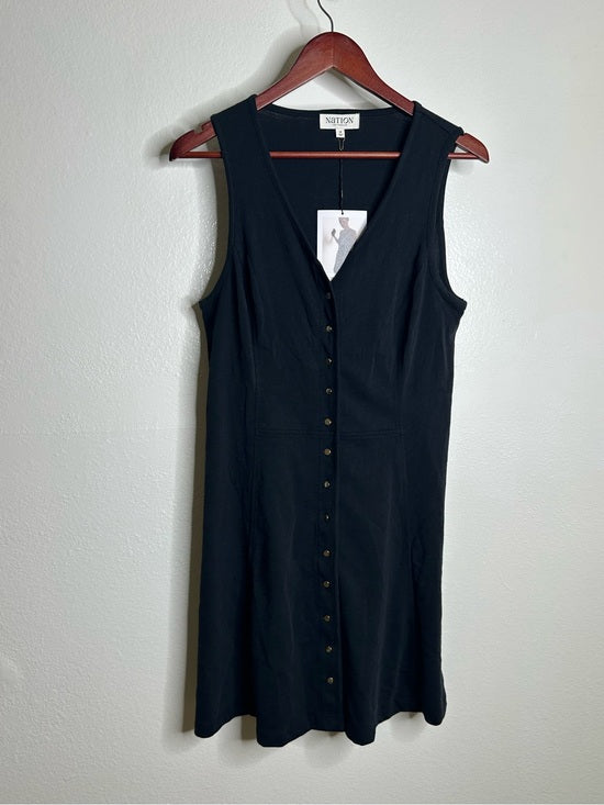 Nation LTD Nation LA 100% Cotton Black Gold Button V - Neck Button Down Mini Dress - Cotton